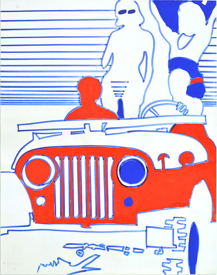 German Pop: Reinhold Heller, Auto, 1968, Felt-tip pen on paper,  51.5 x 40.6 cm. Sammlung Margit Heller Photo: © Franz Heller
