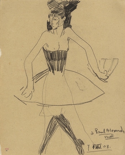 Modigliani: Your real duty is to save your dream: Columbine with Fan and wearing a Tutu
1908
Black crayon
31 x 24.3cm
Courtesy: Richard Nathanson, London
