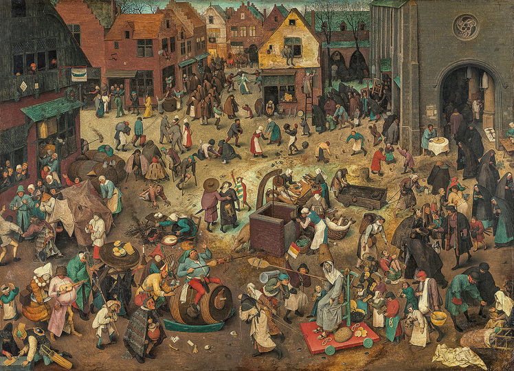 Pieter Bruegel: Pieter Bruegel the Elder (c. 1525/30 Breugel or Antwerp? – 1569 Brussels)
The Battle between Carnival and Lent
1559, oak panel, 118 × 164,5 cm
Kunsthistorisches Museum Vienna, Picture Gallery
© KHM-Museumsverband
