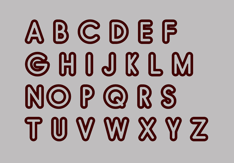Cellular Letters: outline bold thick