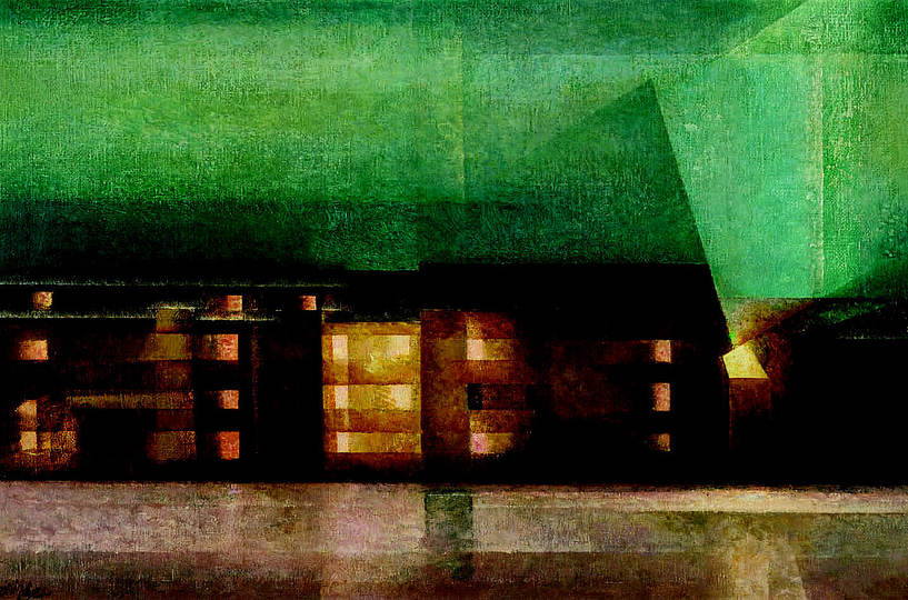 Bauhaus: Photography and Painting: Lyonel Feininger, Row of Illuminated Houses, 1929